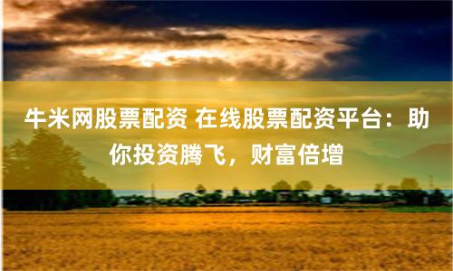 牛米网股票配资 在线股票配资平台：助你投资腾飞，财富倍增